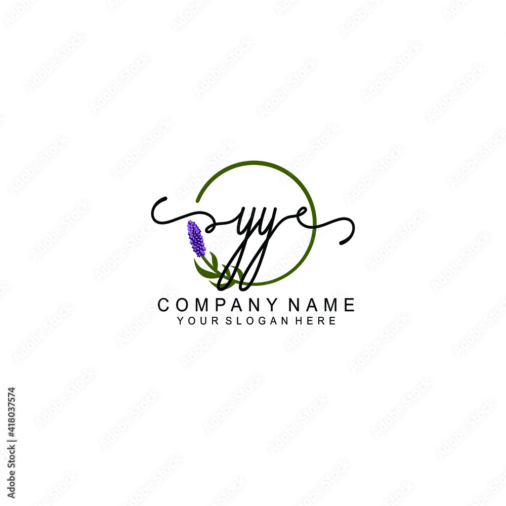Letter YY Beautiful handwriting logo Letter YY Beautiful handwriting logo