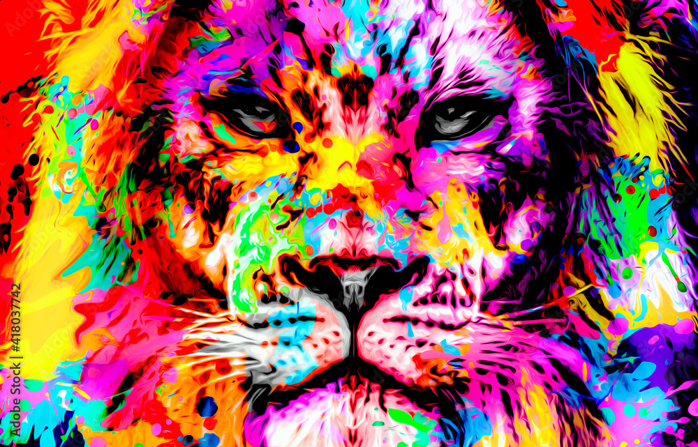 Fototapeta lion head with background