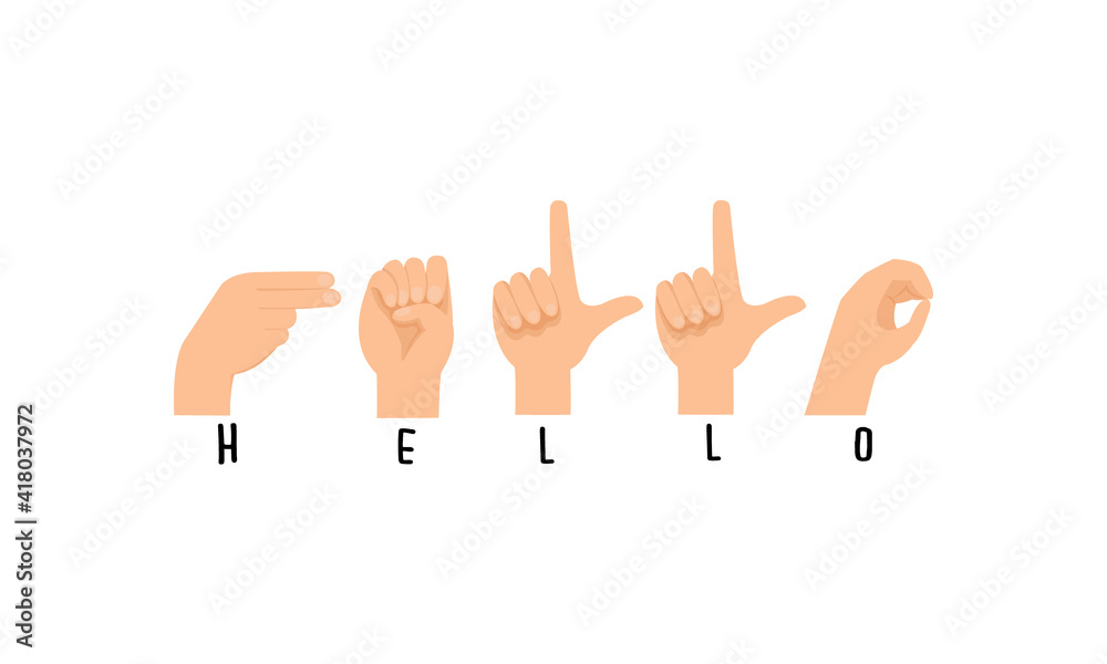Sign Language Of Speaking Hello Concept Stock Vector Adobe Stock