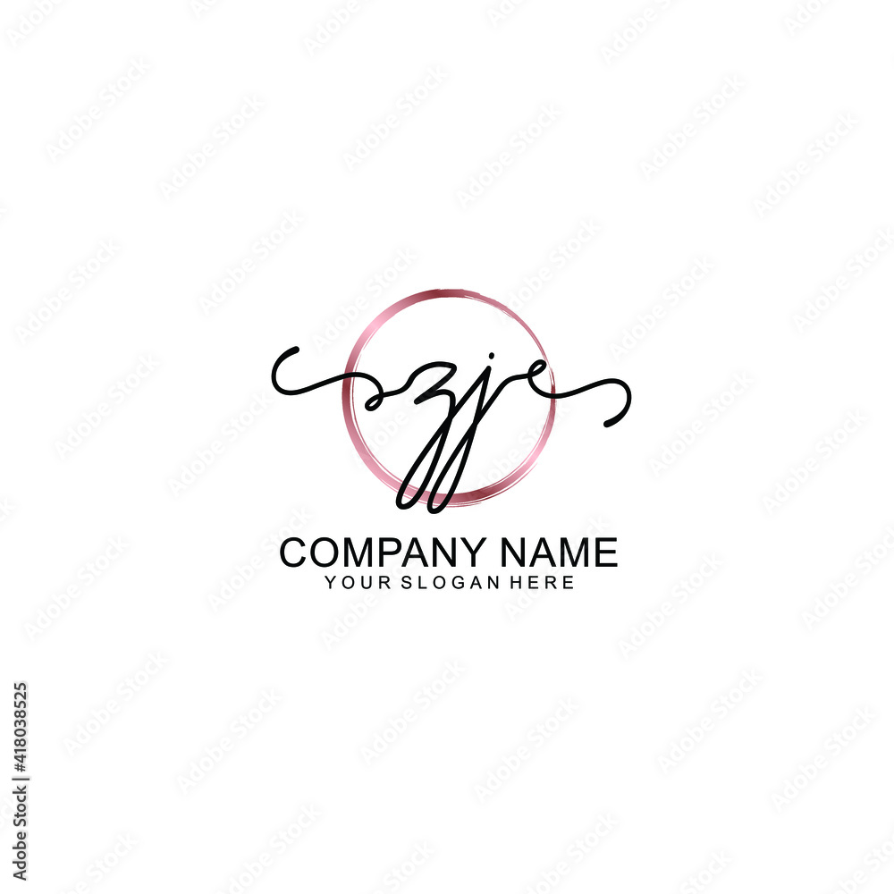 Letter ZJ Beautiful handwriting logo Letter ZJ Beautiful handwriting logo