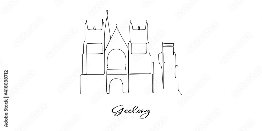 Geelong of Australia landmark skyline - continuous one line drawing