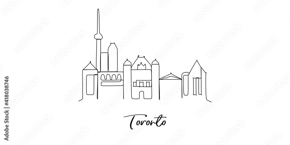 Toronto of Canada landmark skyline - continuous one line drawing