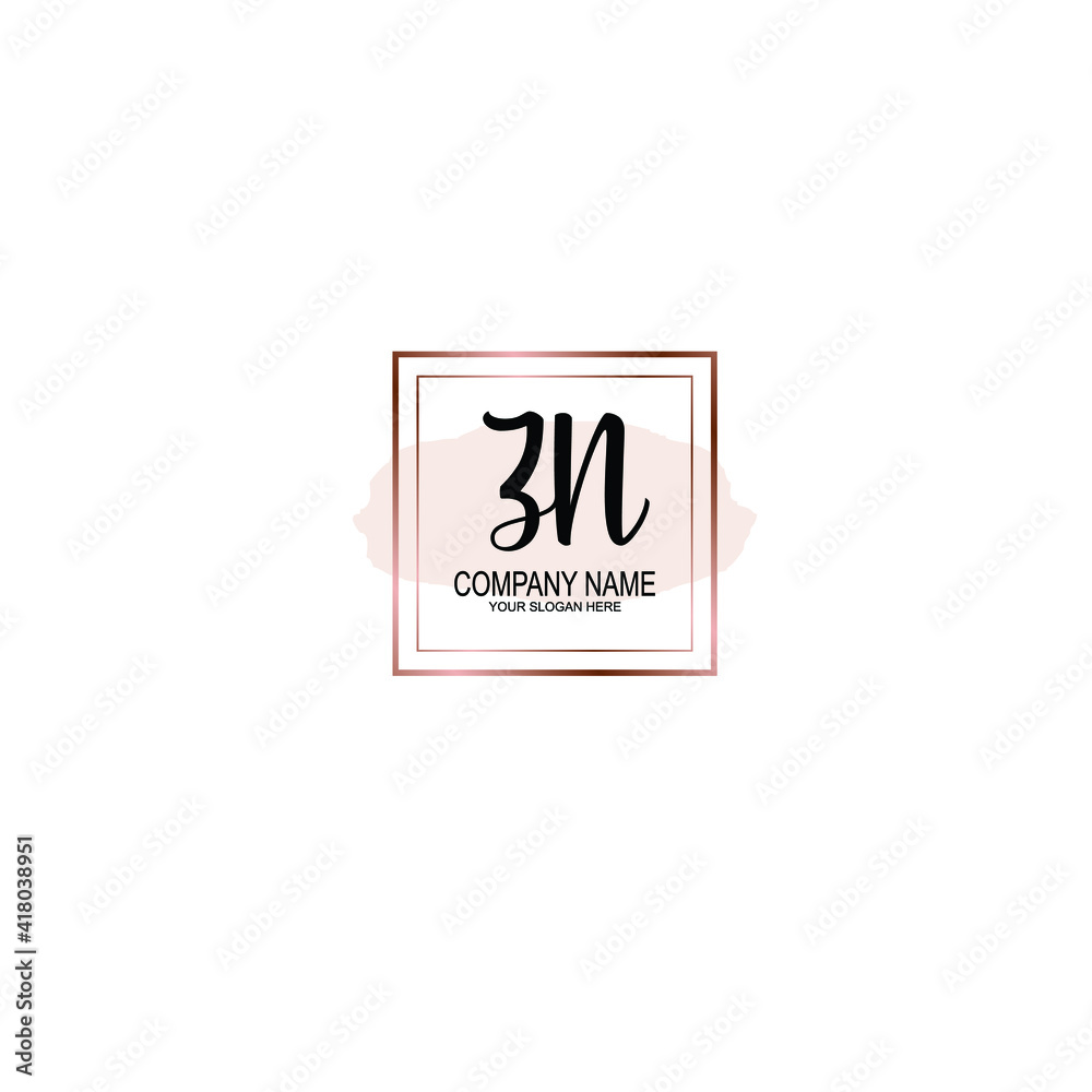 Letter ZN Beautiful handwriting logo Letter ZN Beautiful handwriting logo