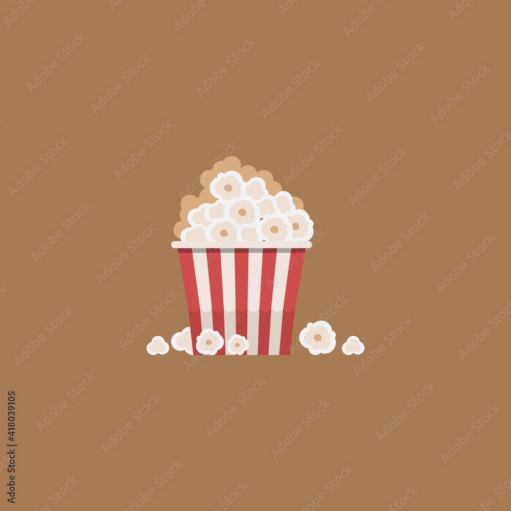 Flat Design Popcorn, vector illustration, isolated on background
