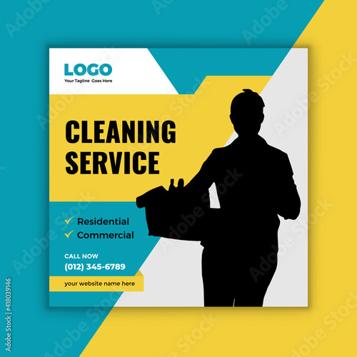 Commercial and residential cleaning service social media post template