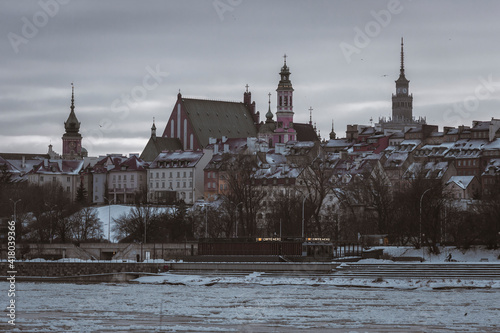 Warszawa Warsaw widok Starego Miasta od strony Praskiej