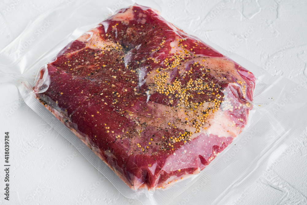 Beef navel, raw beef brisket meat,with ingredients for smoking making