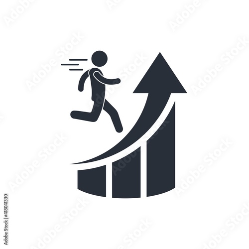 Man's striving upward. Vector illustration isolated on white background.