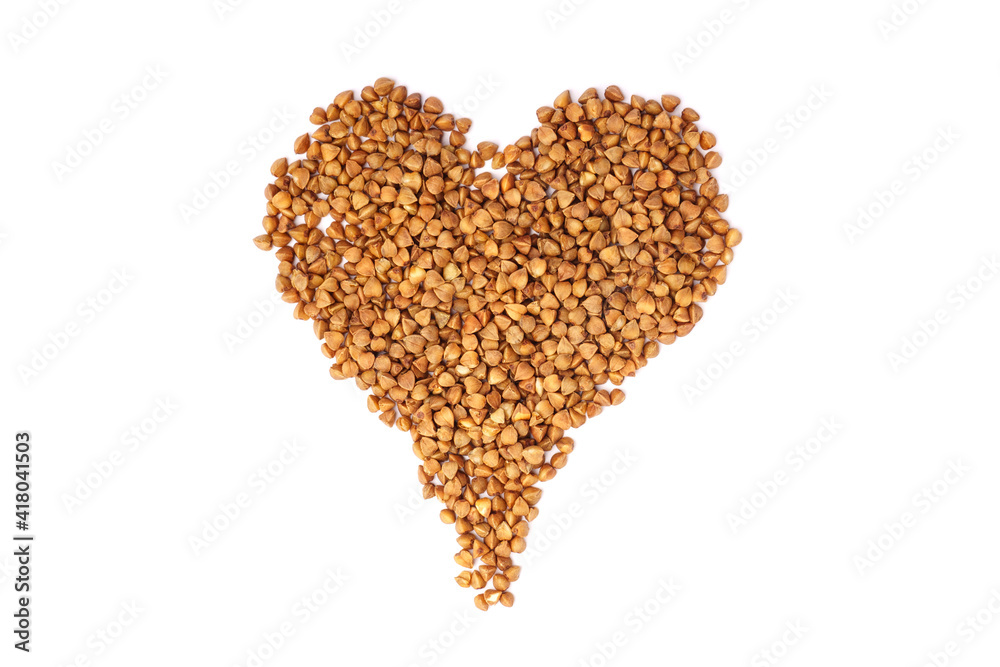 heart shaped buckwheat isolated on white heart shaped buckwheat isolated on white