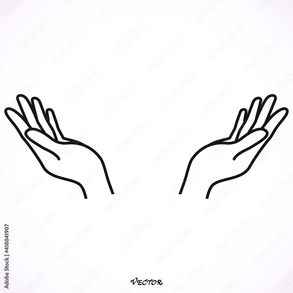 illustration vector hand drawn of open hand giving or receiving isolated illustration vector hand drawn of open hand giving or receiving isolated