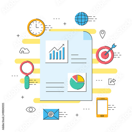 online business with infomation, graph profit internet commercial
