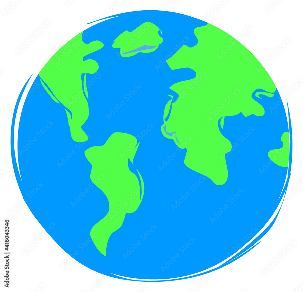 Hand drawn earth isolated on a white. Doodle of earth.