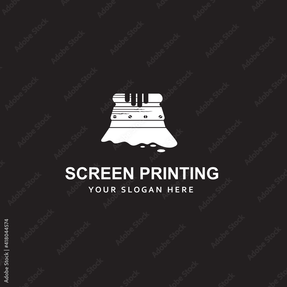 silk screen printing icon with squeegee isolated on black background silk screen printing icon with squeegee isolated on black background