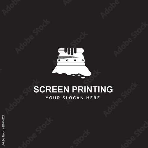 silk screen printing icon with squeegee isolated on black background