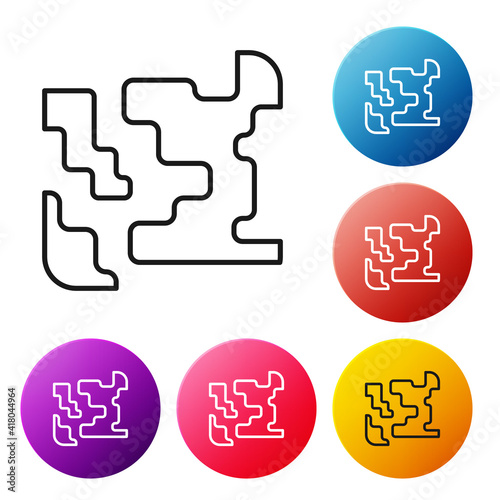 Black line Gaseous icon isolated on white background. Changing the state of matter in gas. Set icons colorful circle buttons. Vector.