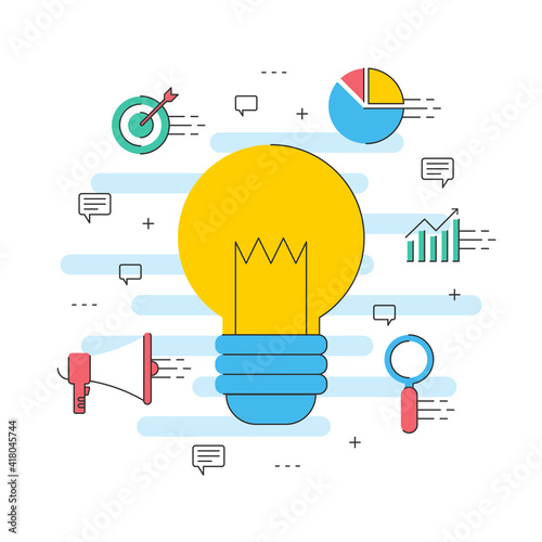 creative idea business online marketing, ight bulb symbol