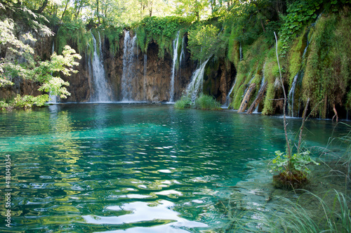 Lake and Waterfalls in Plitvice Lakes National Park  Croatia