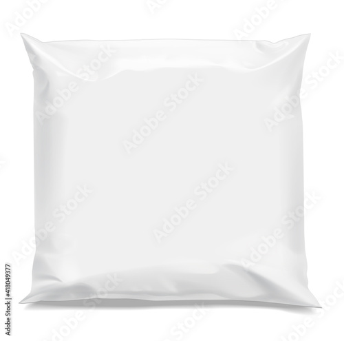 White realistic Polyethylene bag. Packing for a parcel or food and other products . Mock up for brand template. vector illustration.