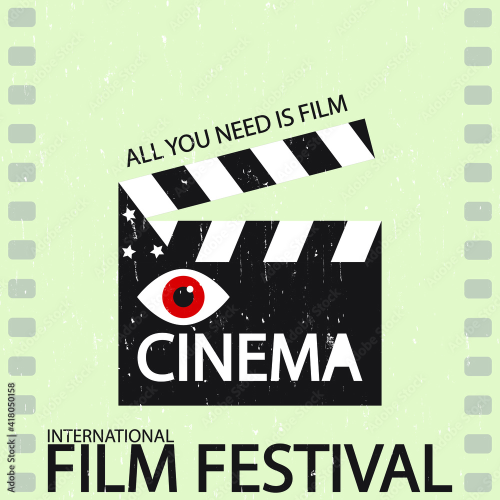 Movie festival poster for your design. Movie industry graphic illustration. 