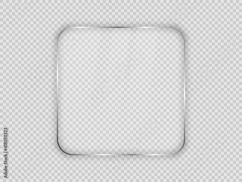 Glass plate in rounded square frame