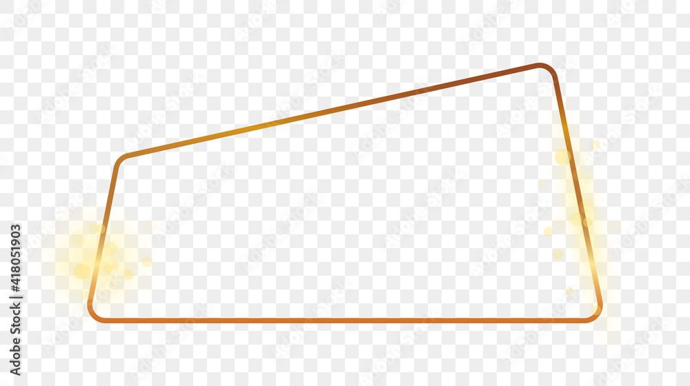 Gold glowing rounded trapezoid shape frame