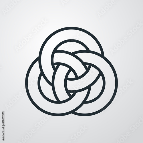 Logotipo con 3 círculos entrelazados con lineas en fondo gris