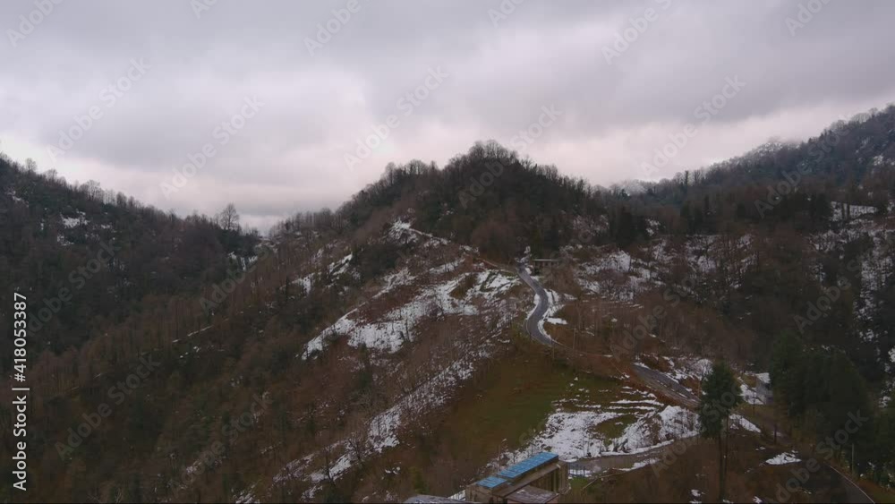 The first snow in the mountains as seen from a drone The first snow in the mountains as seen from a drone
