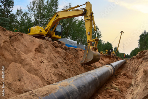 Fototapete Natural Gas Pipeline Construction