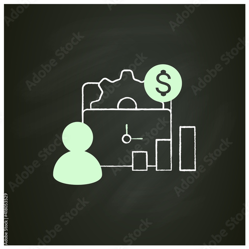 Management of business chalk icon. Correct coordination of business project. Successful and profitable growth. Effective work control concept. Isolated vector illustration on chalkboard