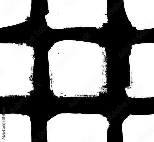 Paint drawing seamless pattern black and white squares. Hand drawn abstract illustration grunge elements. Vector abstract objects for design 