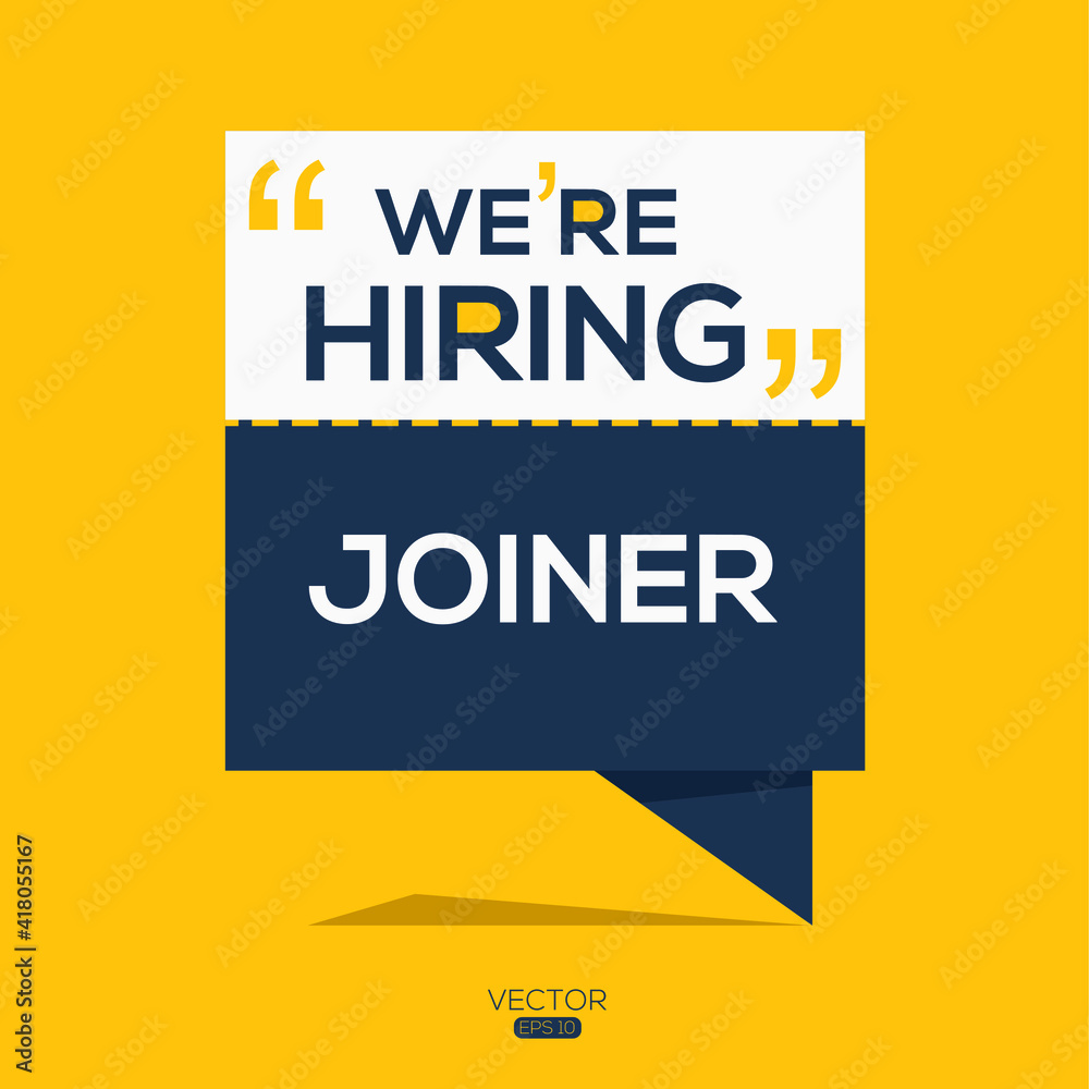 creative text Design (we are hiring joiner),written in English language, vector illustration.