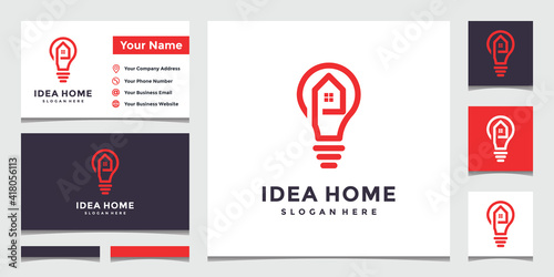 elegant light bulb and home style logo with business card design