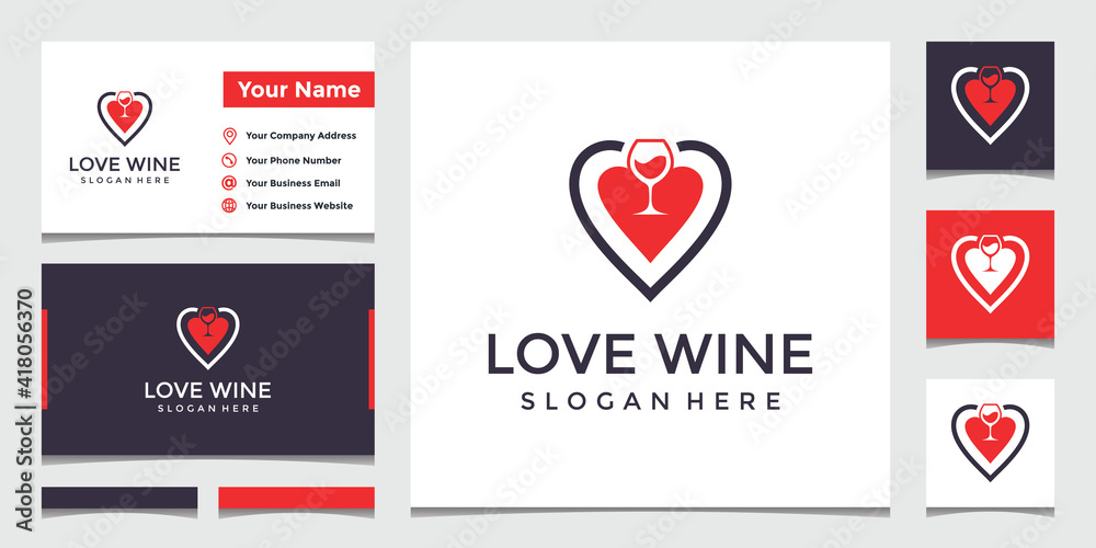 love the wine logo with business card design