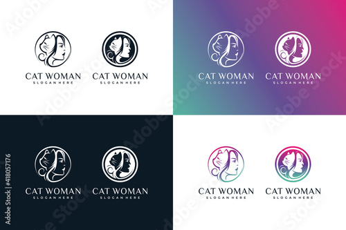 An inspiring collection of elegant cat woman logo design templates and business card designs