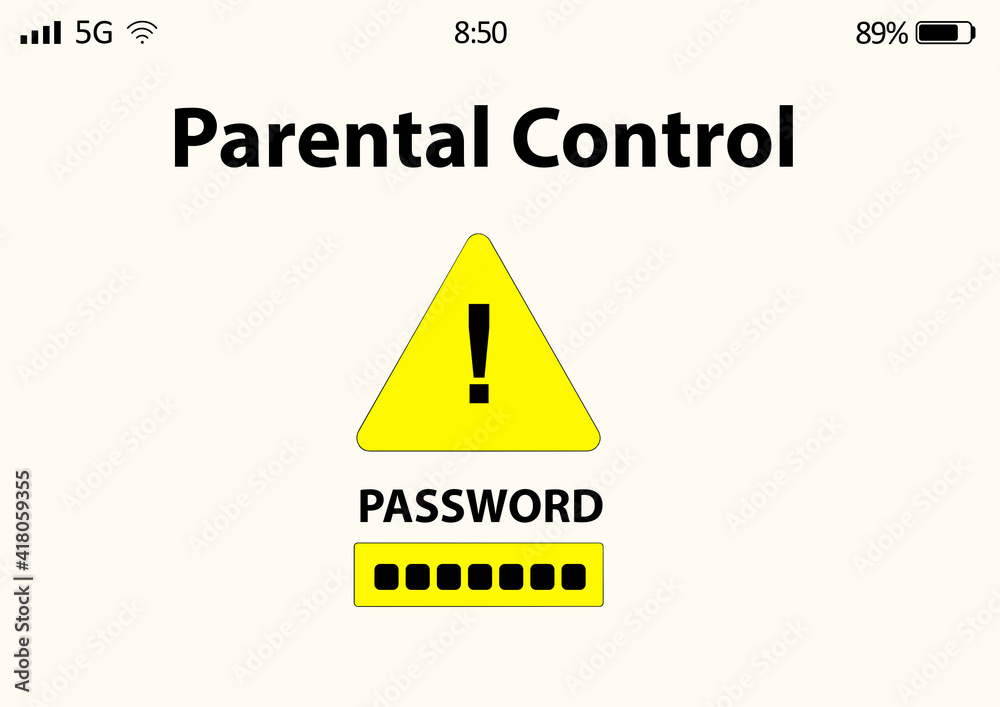 Obraz premium Parental control. Blocked screen of gadget for child safety, illustration