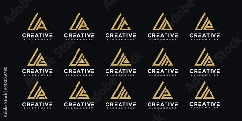 Creative U monogram letter set and logo templates etc. icons for business luxury, elegant, simple.