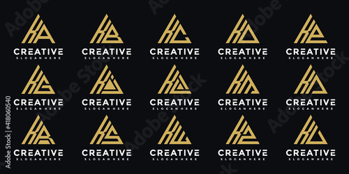 Creative monogram K letter set and logo templates etc. icons for business luxury, elegant, simple.