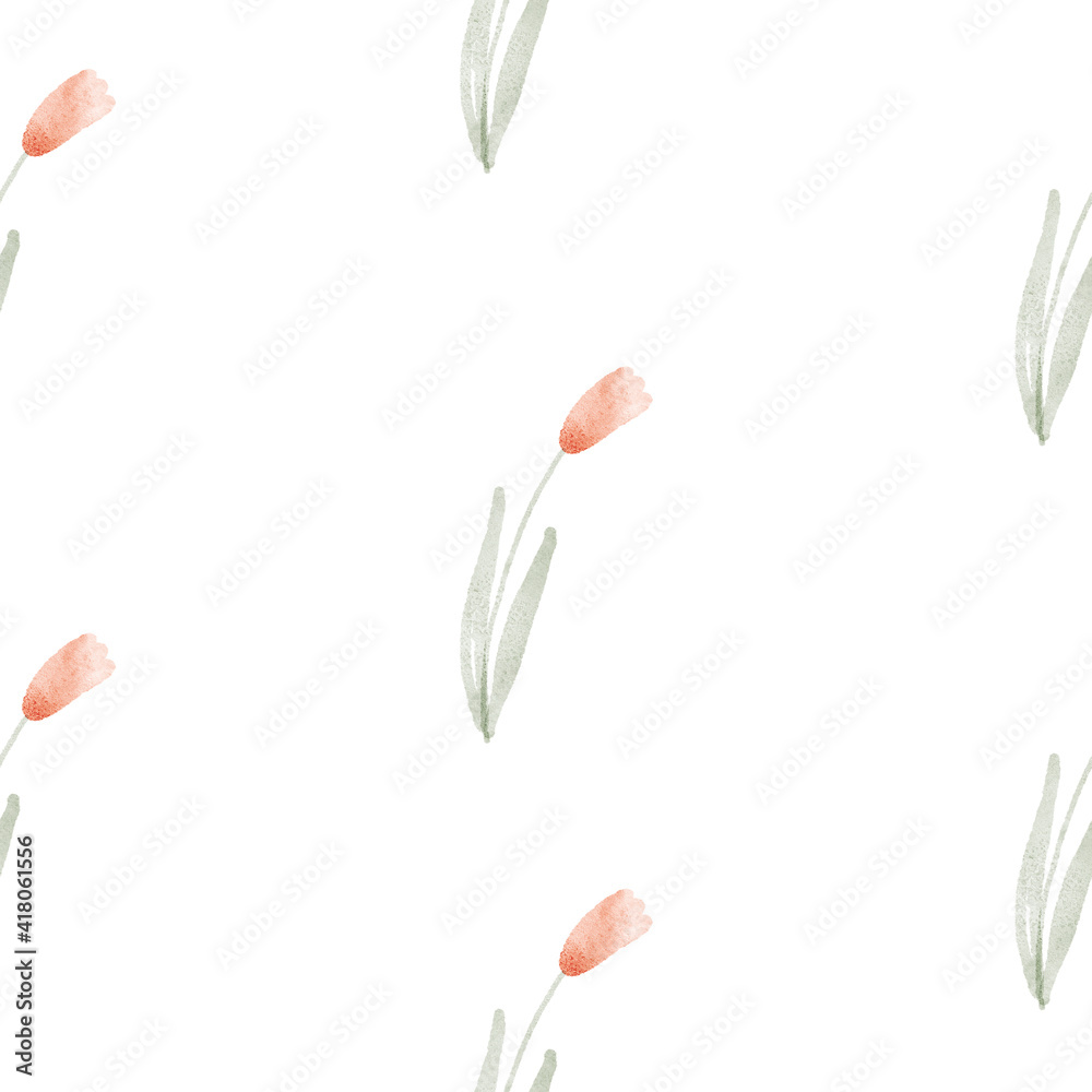 Watercolor seamless pattern with cute flowers Watercolor seamless pattern with cute flowers
