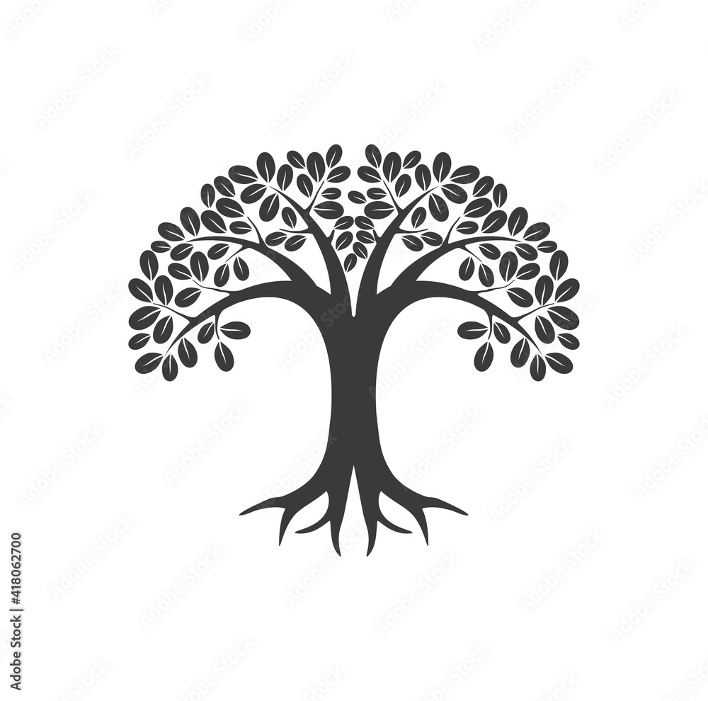 Abstract tree silhouette with circular shape, tree logo design inspirations. Abstract tree silhouette with circular shape, tree logo design inspirations.