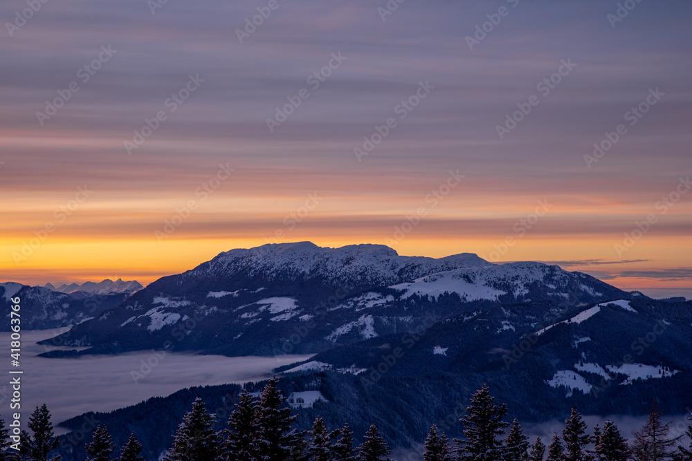 sunset in the mountains