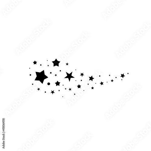 Glittering stars, star trail, meteor swarm. Vector illustration. Magic fireworks.
