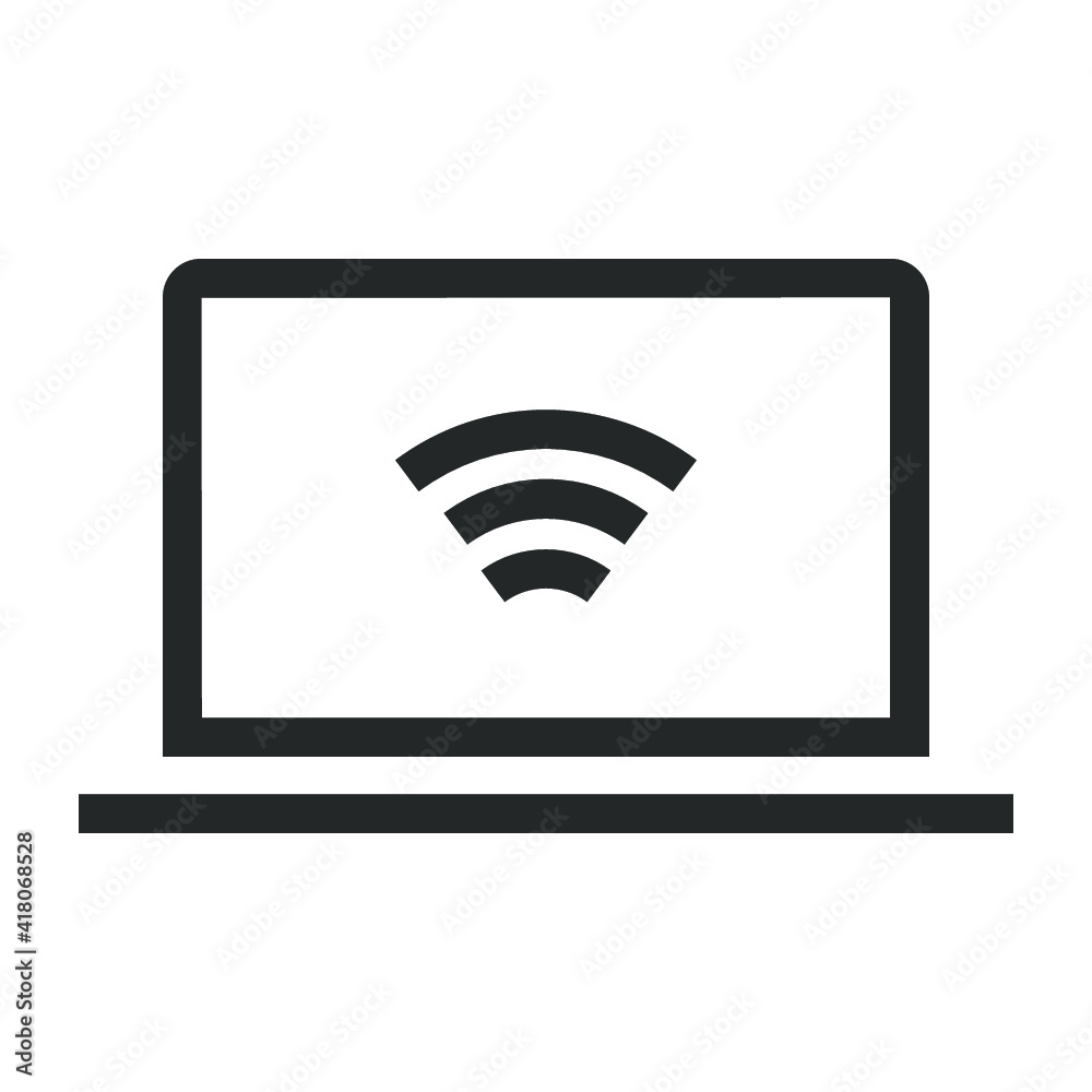 Vector illustration of high-tech technology icon. Wi-fi on a laptop icon. Vector illustration of high-tech technology icon. Wi-fi on a laptop icon.