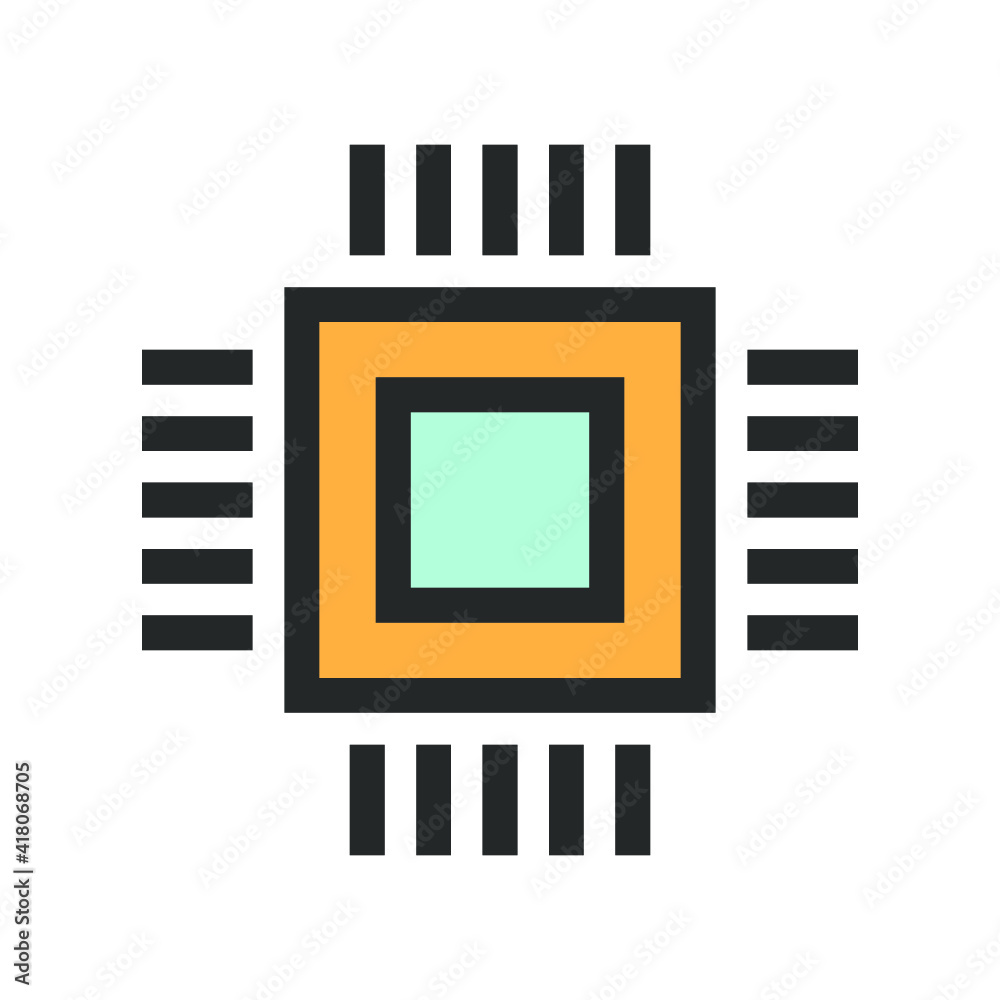Vector illustration of high-tech technology coloured icon. System board icon. Vector illustration of high-tech technology coloured icon. System board icon.