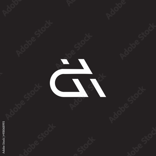 abstract letter dh simple geometric overlap line logo vector