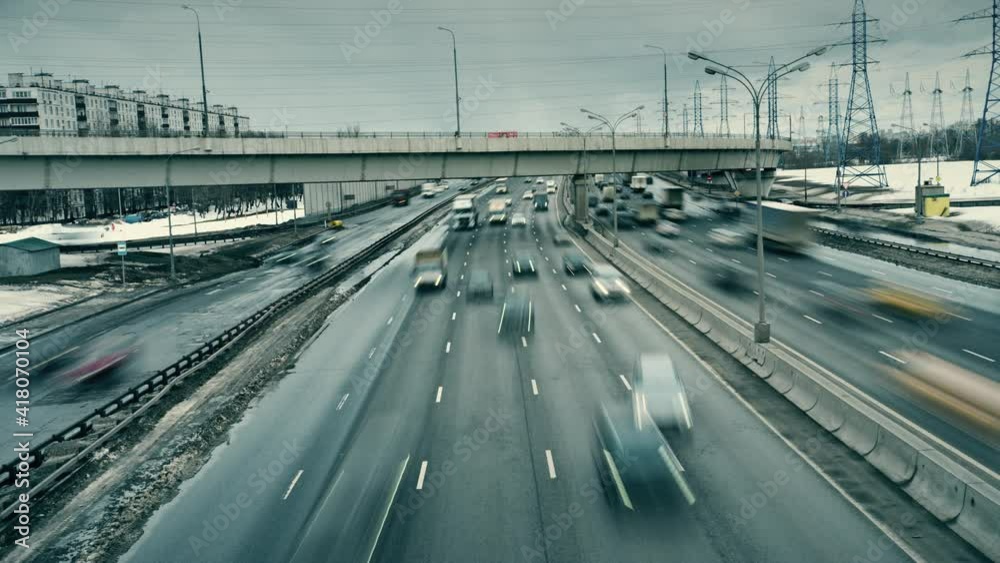 Highway traffic time lapse video