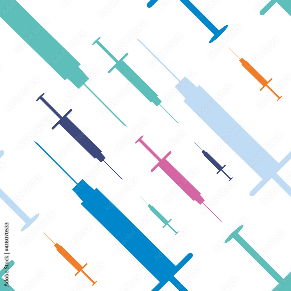 Seamless pattern of medical syringes isolated on white background Seamless pattern of medical syringes isolated on white background