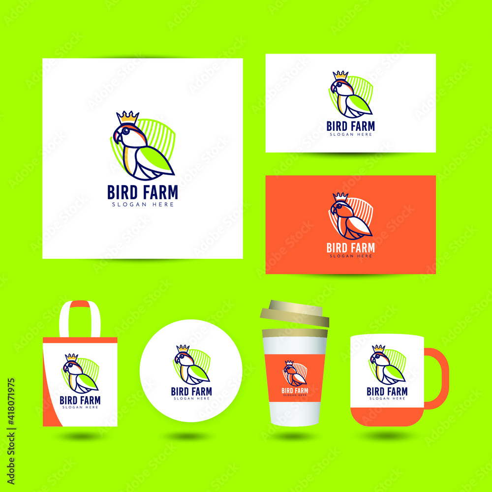 Illustrations of bird logo design concept.
