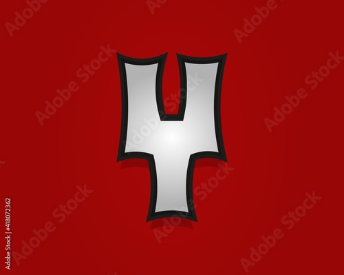 Y letter Rock & Roll font. Classic, retro vintage 1970s design. Vector font for rock music poster, vintage label and more