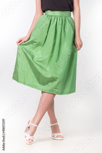 woman in green dress