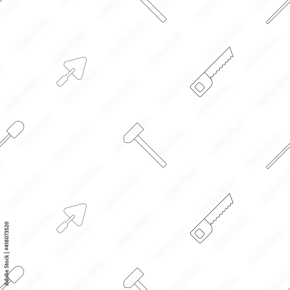Seamless patterns. Doodle construction tools isolated on white background. Vector illustration. Seamless patterns. Doodle construction tools isolated on white background. Vector illustration.